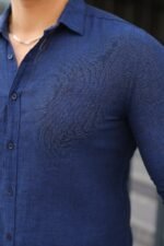 Erkek Uzun Kollu Keten Gömlek - Görsel 5