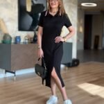 Kadın Yaka Ribanalı Çift Yırtmaçlı Elbise