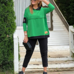 Kadın Yeşil Kapşonlu Etek Ucu Detay Arma Ters Dikiş Gorunumlu Ikili Takım