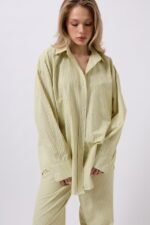 Çizgili Cep Detay Gömlek - Görsel 2