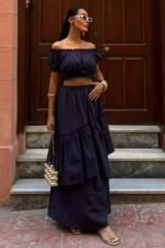 Büzgülü Crop Kat Detaylı Fırfır Etekli Takım 10196 - Görsel 2