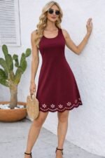 Kadın Askılı Yuvarlak Yakalı çiçek Desenli Ithal Krep Kısa Elbise - Görsel 2