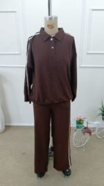 Kadın Uzun Kollu Yakalı şerit Detaylı Viskon Iki Iplik Bluz Ve Pantolon Ikili Takım - Görsel 7