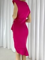 Scuba Kumaş Önü Fırfırlı Midi Boy Elbise - Görsel 2