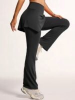 Kadın Yüksek Belli Yandan Büzgülü Paçaya Doğru Geniş Dalgıç Tayt - Görsel 4