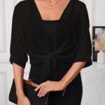 Kadın Truvakar Kol önden Bağlamalı Kısa şifon Bolero Ceket