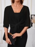 Kadın Truvakar Kol önden Bağlamalı Kısa şifon Bolero Ceket