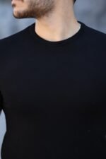 Erkek Viskon Kumaş Bisiklet Yaka Basic Tişört - Görsel 3