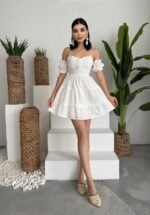 Lucca Kolu Lastikli Mini Elbise - Görsel 3