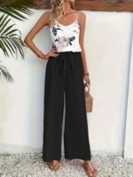 Kadın Ip Askılı V Yakalı Süprem Bluz Ve Aerobin Pantolon Ikili Takım - Görsel 4