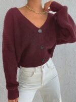 Kadın Uzun Kollu üç Düğmeli Triko Hırka - Görsel 3