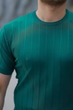 Erkek Kısa Kollu Bisiklet Yaka çizgili Triko Tişört - Görsel 3