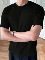 Erkek Kısa Kollu Bisiklet Yaka Triko Tişört - Görsel 5