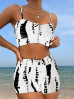 Kadın Büzgü Detay Askılı Crop Mini Tayt Ikili Takım - Görsel 4