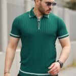 Erkek Fermuarlı Yakalı Kısa Kollu T-shirt