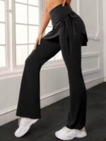 Kadın Yüksek Belli Yandan Büzgülü Paçaya Doğru Geniş Dalgıç Tayt