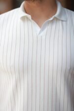 Erkek Yakalı çizgi Desenli Kısa Kollu Tişört - Görsel 3