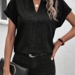 Kadın Kısa Kollu Hakim Yaka Sofya Bluz