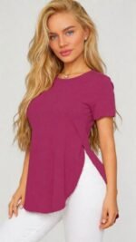 Kadın Yırtmaç Detaylı Viskon Kumaş Bluz