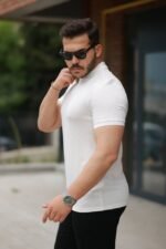 Erkek Yakalı Waffle Dokulu Kısa Kollu Tişört - Görsel 2