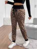 Kadın Yüksek Bel Bağcıklı Desenli Iki Iplik Pantolon - Görsel 4