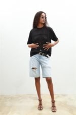 Melasti Motifli Brodeli Tişört 8019-8