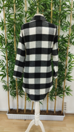 Kadın Uzun Kollu Ekoseli önden Düğmeli Dokuma Uzun Gömlek - Görsel 9