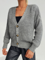 Kadın Uzun Kollu Düğme Detay Triko Hırka - Görsel 2