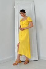 Sarı Prenses Yaka Elbise - Görsel 2