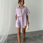 GÖMLEK - ŞORT TAKIM - Lila