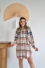 Oranj Oduncu Gömlek Elbise - Görsel 2