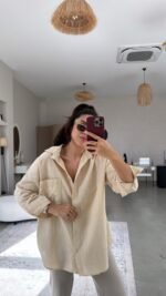 Kadın Tek Cepli Over Size Ketem Gömlek - Görsel 4