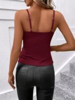 Kadın Ip Askılı önden çapraz Detaylı Ithal Krep Bluz - Görsel 5