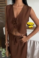 Yelek Önden Bağlamalı Uzun Etekli Takım 10192 - Görsel 8