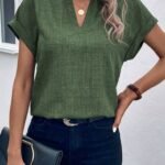 Kadın Kısa Kollu Hakim Yaka Sofya Bluz