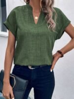 Kadın Kısa Kollu Hakim Yaka Sofya Bluz