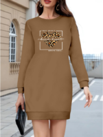 Kadın Uzun Kollu Bisiklet Yaka Desenli Viskon Iki Iplik Bluz - Görsel 3