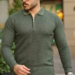 Erkek Pirinç Desenli Uzun Kollu Yakalı Triko