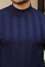 Erkek Yarım Balıkçı Yaka Kabartma Desenli Triko - Görsel 2