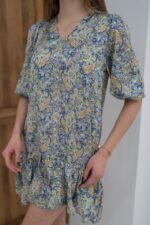 Yeşil Desenli Saten Elbise - Görsel 2