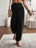 Kadın Yüksel Bel Yoğun Büzgü Detaylı Aerobin Pantolon - Görsel 3