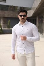 Erkek çizgi Desenli Gömlek - Görsel 4