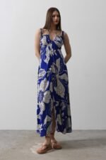 ASKILI VİSCON ELBİSE - Saks - Görsel 3