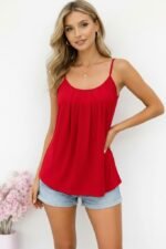 Kadın Ip Askılı Yuvarlak Yakalı Pileli Uzun Viskon Bluz - Görsel 3