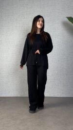 Kadın Uzun Kollu Yaka Ve Büzgü Detay Tunik Ve Pantolon Ikili Takım - Görsel 3