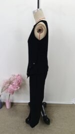 Kadın Askılı Yuvarlak Yakalı önü Asimetrik Detaylı Düğmeli Aerobin Bluz Ve Pantolon Ikili Takım - Görsel 6