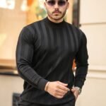 Erkek Yarım Balıkçı Yaka Kabartma Desenli Triko