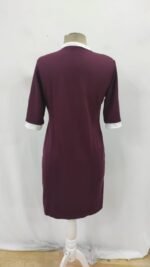 Kadın Kısa Kollu Yakadan Fermuarlı Cepli Yandan Yırtmaçlı Viskon Elbise - Görsel 5