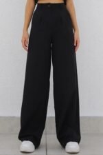 Kadın Yüksek Bel Cepli Ithal Krep Pantolon - Görsel 8