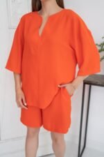 Oranj Şort Ve Üst Takım - Görsel 3